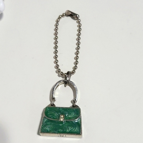 Vintage Accessories - VINTAGE Green mini purse Bag Key charm Necklace